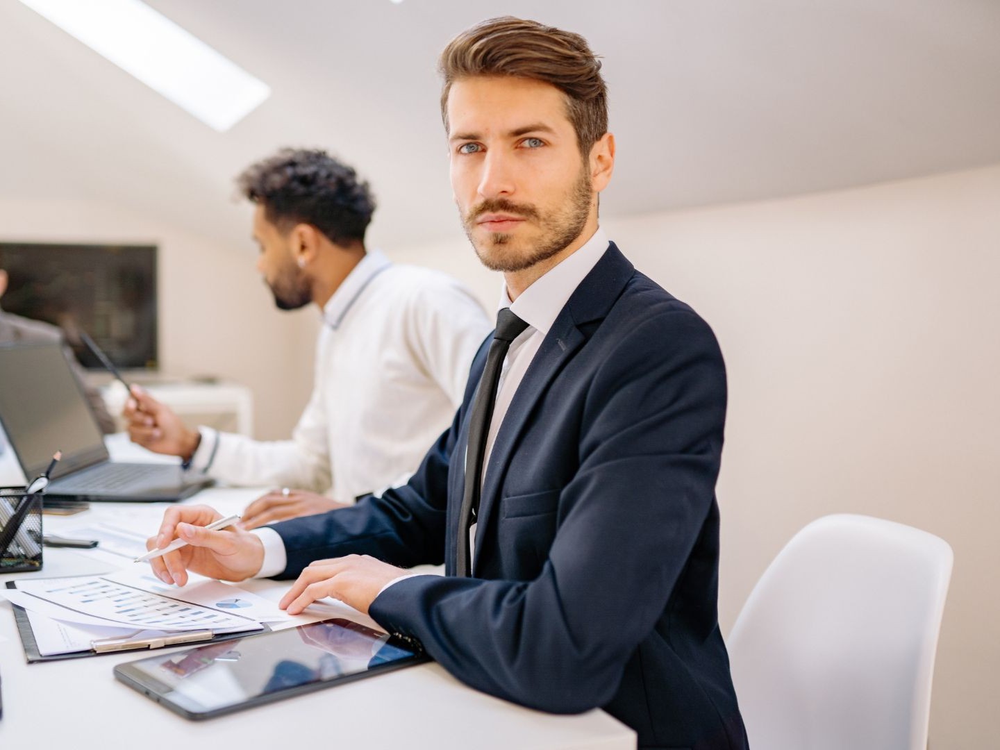 Estate planning specialist preparing financial documents for a client in Getzville NY